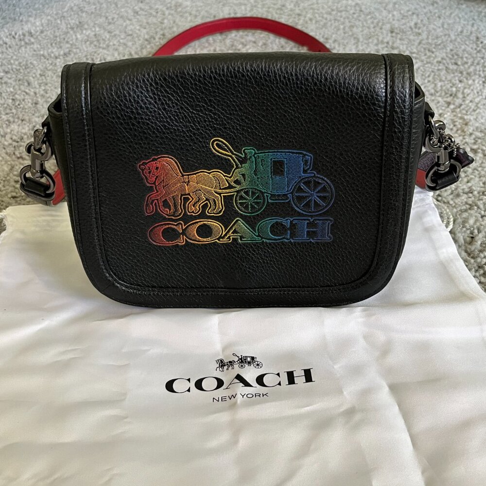 Coach Saddle Bag with Rainbow Horse and Carriage logo